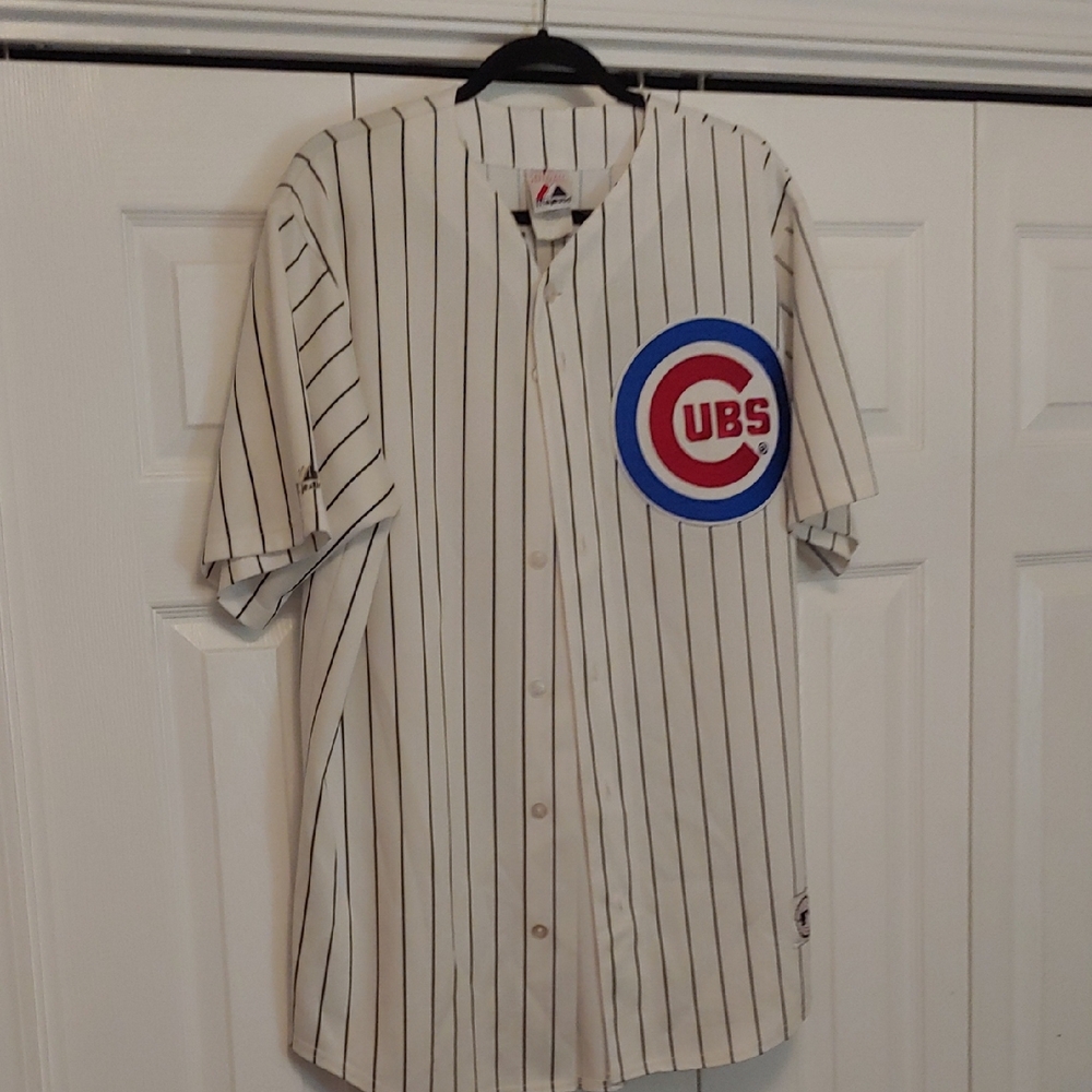 Majestic White and Blue Cubs Jersey Shirt